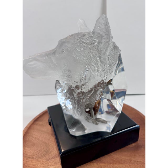 Transparent Kitty Cantrell “Devotion” Limited Edition Lucite & Pewter Wolf Sculpture With Lighted Base For Sale - Image 8 of 17