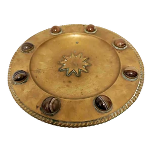 Antique Continental Brass-And-Agate Compote