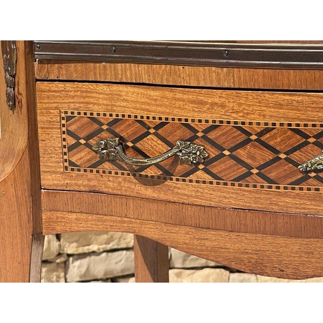 Wood Louis XV / Louis XVI Transition Marquetry Desk For Sale - Image 7 of 13