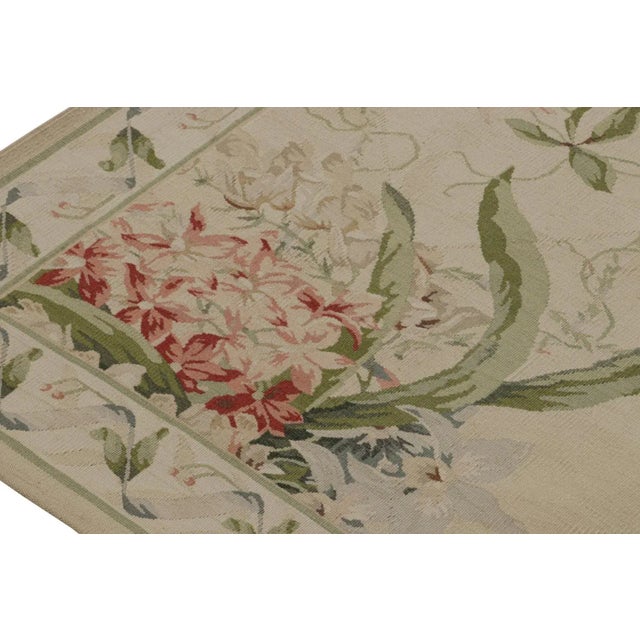 Rug & Kilim’s European Tudor Flatweave Rug in Beige, With Floral Patterns For Sale In New York - Image 6 of 7
