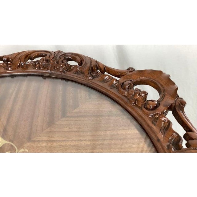 Wood 1930s Satinwood Inlaid Coffee Table With Lazy Susan Tray Table For Sale - Image 7 of 11