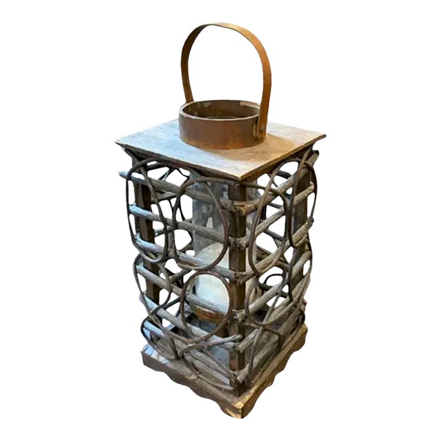 Mid Century Hand Created Adirondack Style Wood Candle Holder For Sale