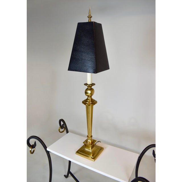 Mutual Sunset Lamp Corporation Brass Hollywood Regency Lamps, Pair For Sale - Image 10 of 10