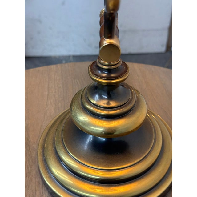 Lyre Form Brass Tone Table Lamp, Vintage For Sale - Image 9 of 12