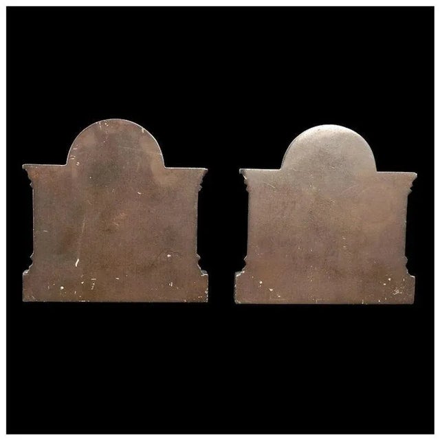 Metal Pair of Heavy Cast Iron Bookends Greek Spinning Bradley and Hubbard Circa 1930 For Sale - Image 7 of 9