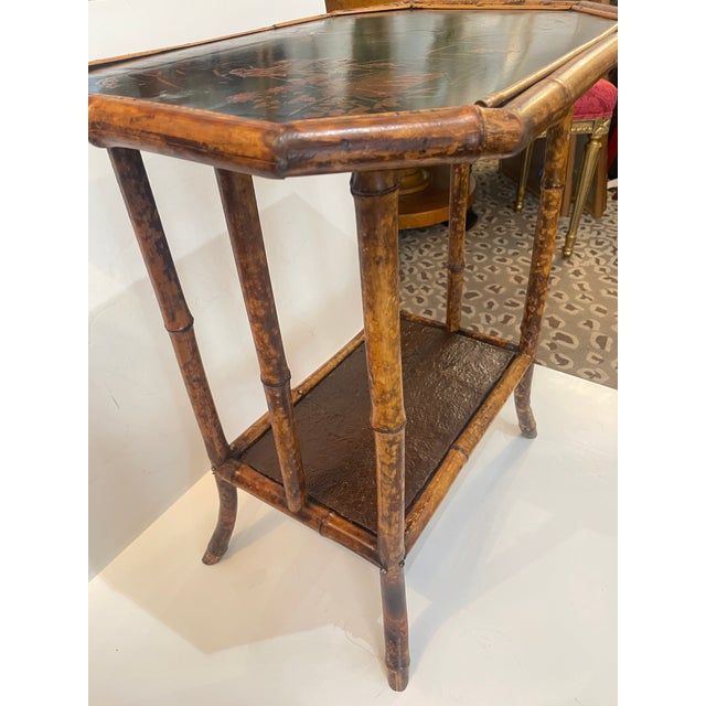 Wood Late 19th Century. Chinoiserie Bamboo & Lacquer Side Table, c.1890 For Sale - Image 7 of 10