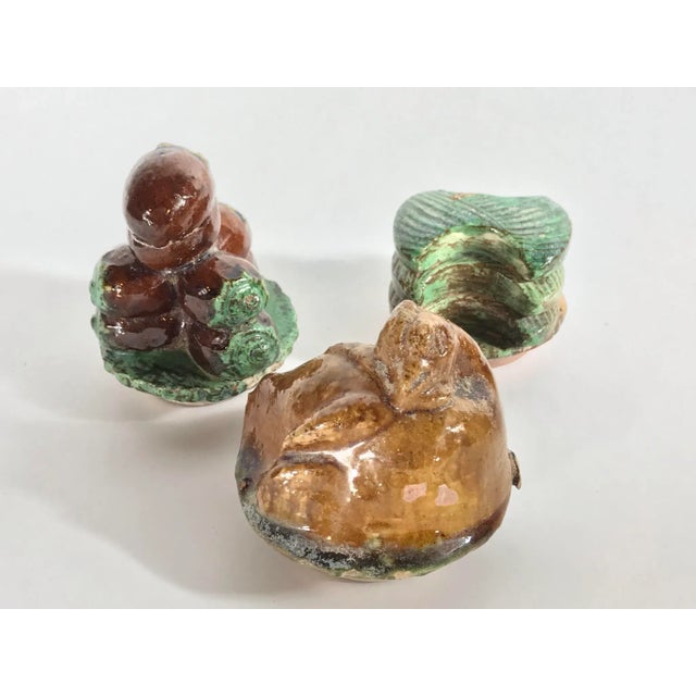 Painted Pottery Altar Table With Food and Wine Offerings From the Ming Dynasty - 8 Piece Set For Sale - Image 9 of 13