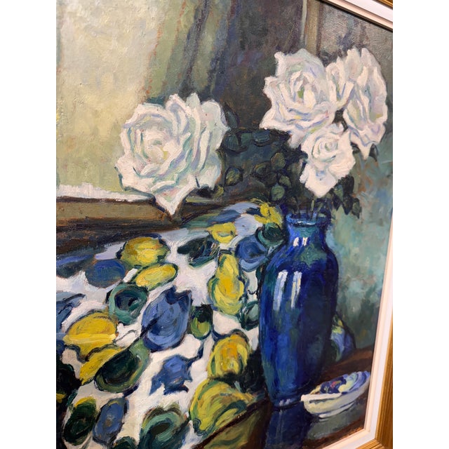 Early 20th Century 20th Century Oil on Board "White Roses" For Sale - Image 5 of 9