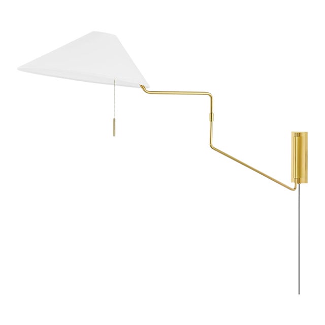 Mitzi Aisa 1-Light Portable Plug In Wall Sconce, Aged Brass For Sale