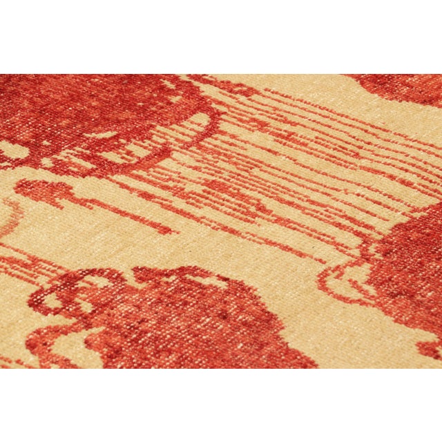 2010s Rug & Kilim’s Modern Abstract Art Square Rug in Beige-Brown With Floral Patterns For Sale - Image 5 of 7