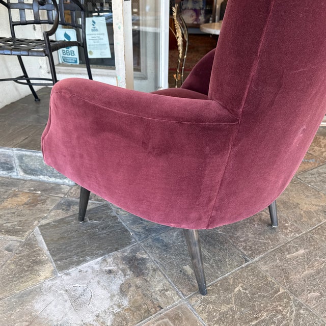 Julia Katrine Designs Burgundy Silk Velvet Accent Chair For Sale - Image 11 of 12