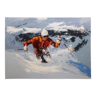 Mark King "Powder Skier" Original Limited Edition Serigraph For Sale