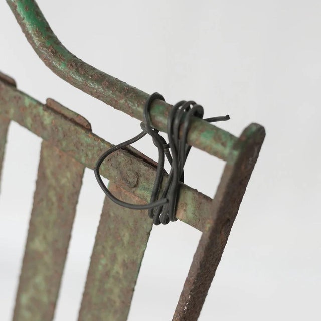 Black Antique French or Spanish Wrought Iron Garden Chairs, Set of 2 For Sale - Image 8 of 11