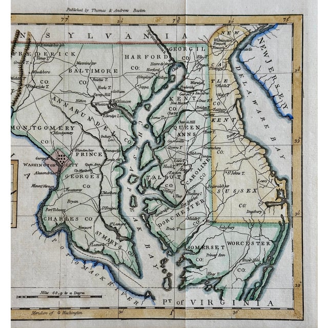 Traditional Maryland & Delaware Map by Morse, Circa 1796 For Sale - Image 3 of 5