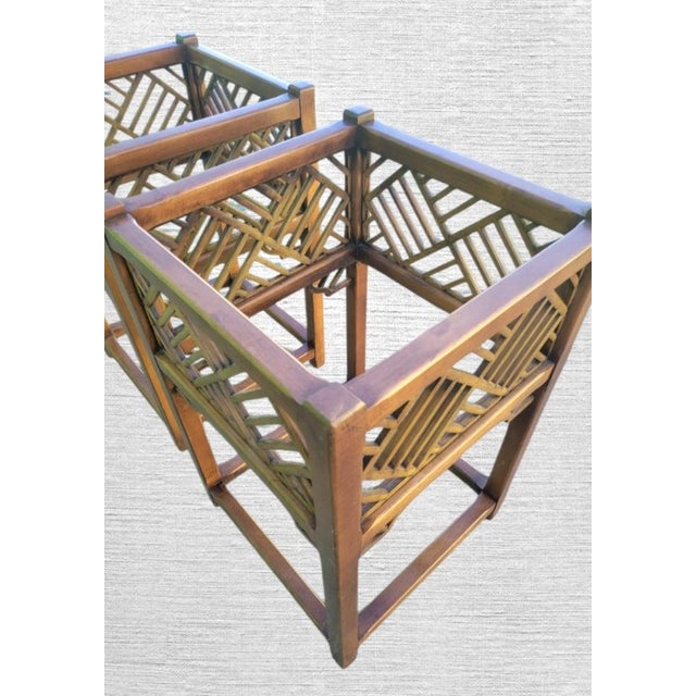 One of a Kind Vintage Chinese Chippendale Thomasville Regency Large Planters Plant Stands- a Pair For Sale In West Palm - Image 6 of 10