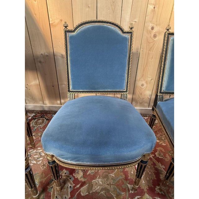 1950s Napoleon III Black and Gilt Chairs, 1950s, Set of 4 For Sale - Image 5 of 10