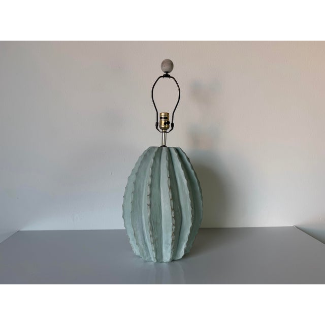 1980s Vintage Alsy Barrel Cactus Plaster Table Lamp For Sale - Image 12 of 12