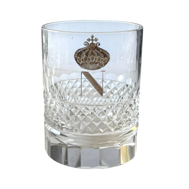 French Vintage French Empire Style Crowned “N” Whiskey Tumblers, Set of Six For Sale - Image 3 of 8