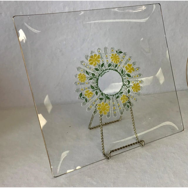 Mid-Century Modern 1960's Culver Square Glass Serving Dish With Daisies and Picket Fence For Sale - Image 3 of 7