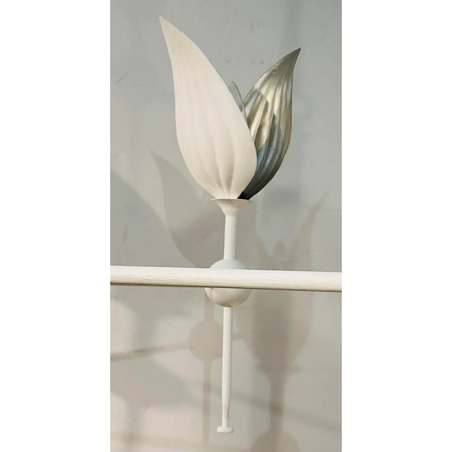 Modern Currey & Company Modern White Metal Peace Lily Chandelier For Sale - Image 3 of 7