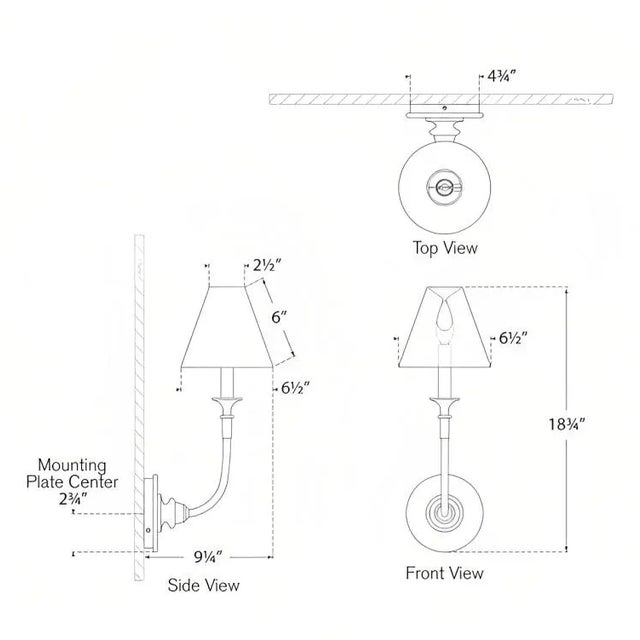 Transitional Thomas O'Brien for Visual Comfort Signature Piaf Single Sconce in Aged Iron with Linen Shade For Sale - Image 3 of 3