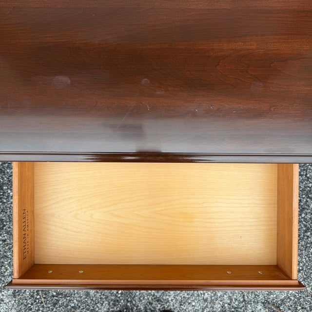 Ethan Allen 2000s Ethan Allen Georgian Court Chippendale Solid Cherry Nightstand Cabinet With Drawer (11-5216) For Sale - Image 4 of 12