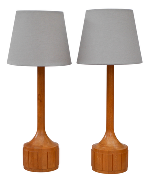 Scandinavian Oak Table Lamps from Elpe, Set of 2