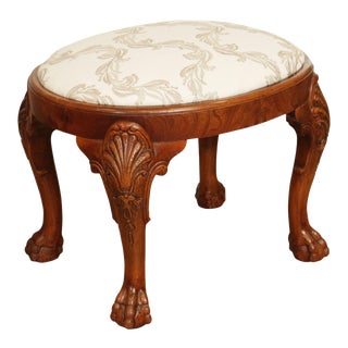 Georgian Style Oval Walnut Ball and Claw Carved Stool For Sale
