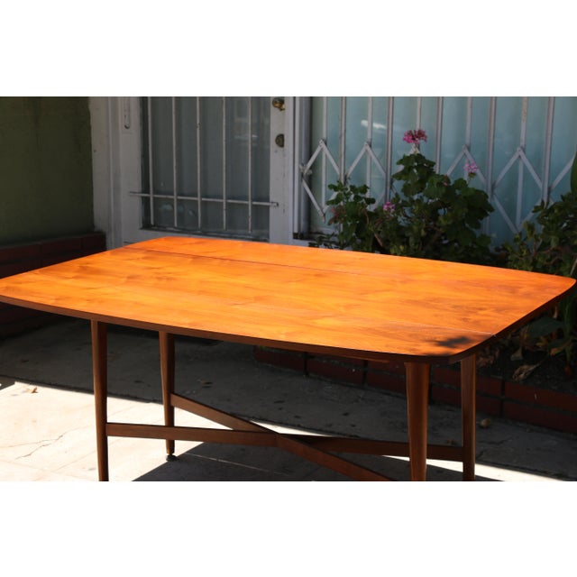 1970s Walnut Wood Drop Leaf Dining Table by Drexel | Chairish