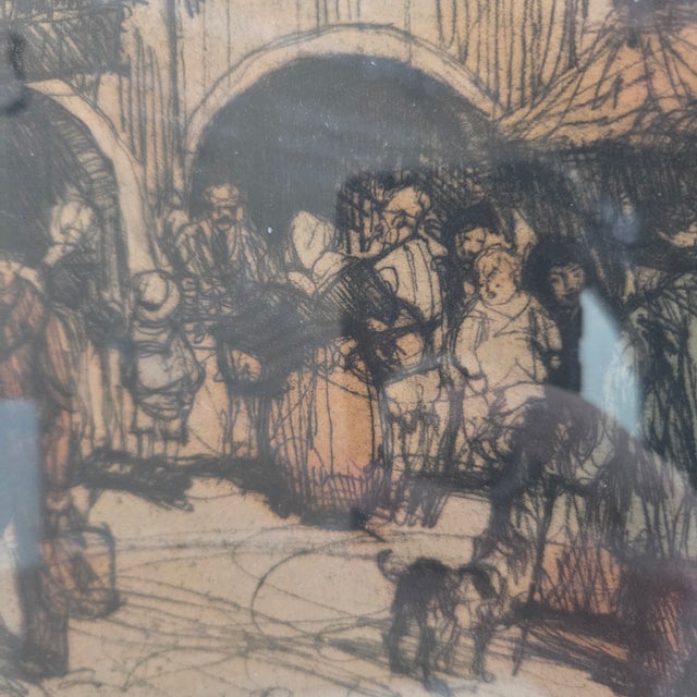 Early 20th Century Antique Armand Coussens (b.1881-1935) Color Etching French Market Scene For Sale - Image 5 of 10