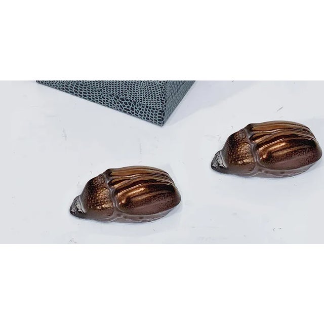 Metal Mid 20th Century Lalique Egyptian Revival Scarabs in Boxes - a Pair For Sale - Image 7 of 7