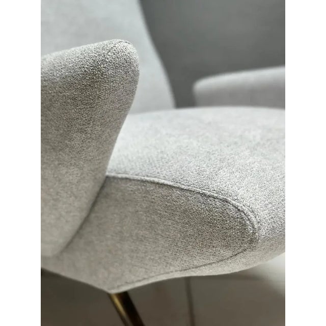 Mid-Century Modern Vintage Fabric & Brass Armchair by Nino Zoncada, 1950s For Sale - Image 3 of 11