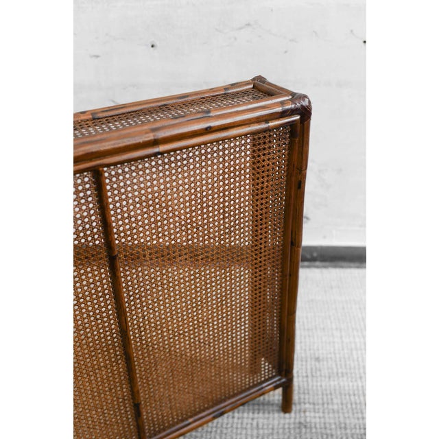 Bamboo and Vienna Straw Radiator Cover with Leather Binding For Sale - Image 6 of 8