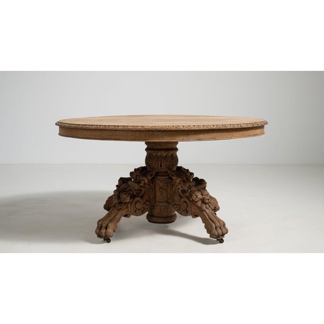 Wood 19th Century France Rich Walnut Brown Carved Walnut Round Pedestal Table For Sale - Image 7 of 11