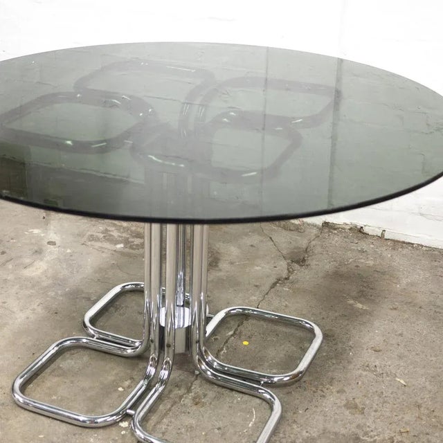 Mid-Century Modern Italian Glass Smoked Top Dining Table attributed to Giotto Stoppino, 1970s For Sale - Image 5 of 13