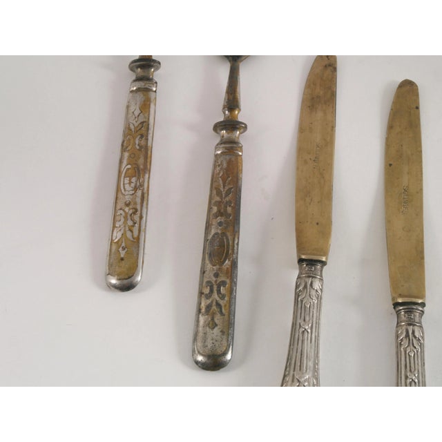 Antique French Silvered Brass Cutlery, 1700s, Set of 10 For Sale - Image 6 of 7