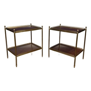 Pair of Maitland-Smith Wood and Brass End Tables For Sale