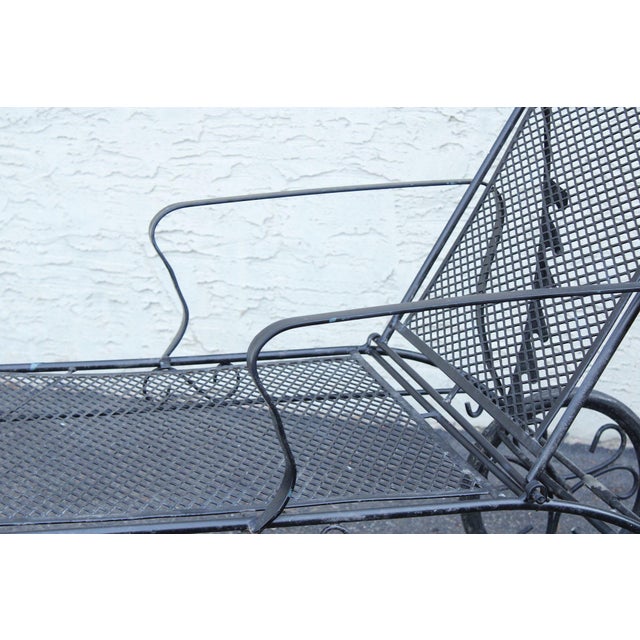 Vintage Wrought Iron Outdoor Patio Chaise Lounge For Sale - Image 12 of 18
