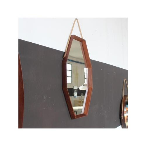 Wood Octagonal Wall Mirror, 1950s For Sale - Image 7 of 8