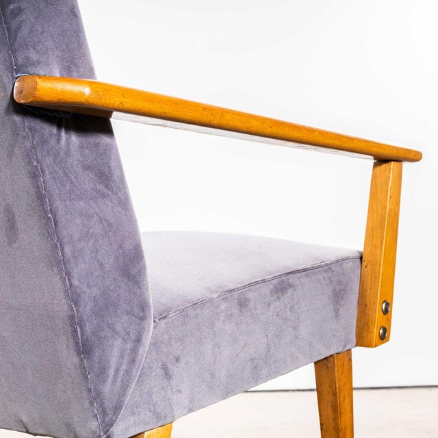 Mid-Century Grey Upholstered Armchair, 1950s For Sale - Image 9 of 11