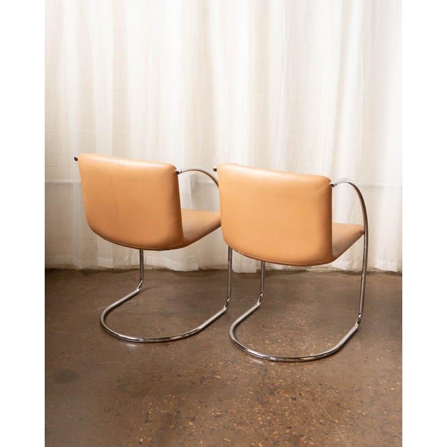 Saporiti Italia 1970s Mid-Century Modern Saporiti Tubular Steel Chrome and Leather Italian Armchairs - Set of 6 For Sale - Image 4 of 17