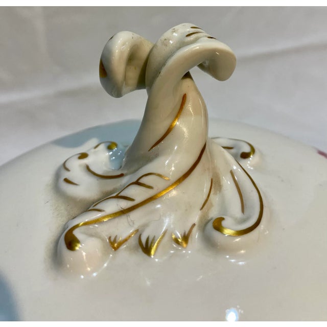 Ceramic Vintage Porcelain Soup Tureen From Karlsbader Streuer Decorated With Delicate Floral Pattern - Made in Czechoslovakia For Sale - Image 7 of 13