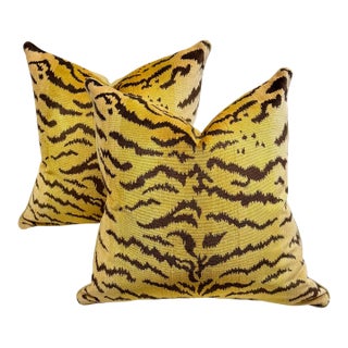 Classic Scalimandre, Tiger Velvet Pillows - A Pair For Sale