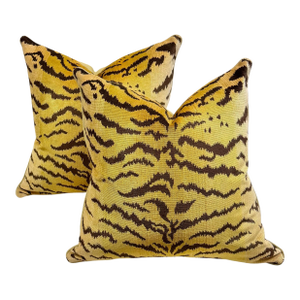 Classic Scalimandre, Tiger Velvet Pillows - A Pair