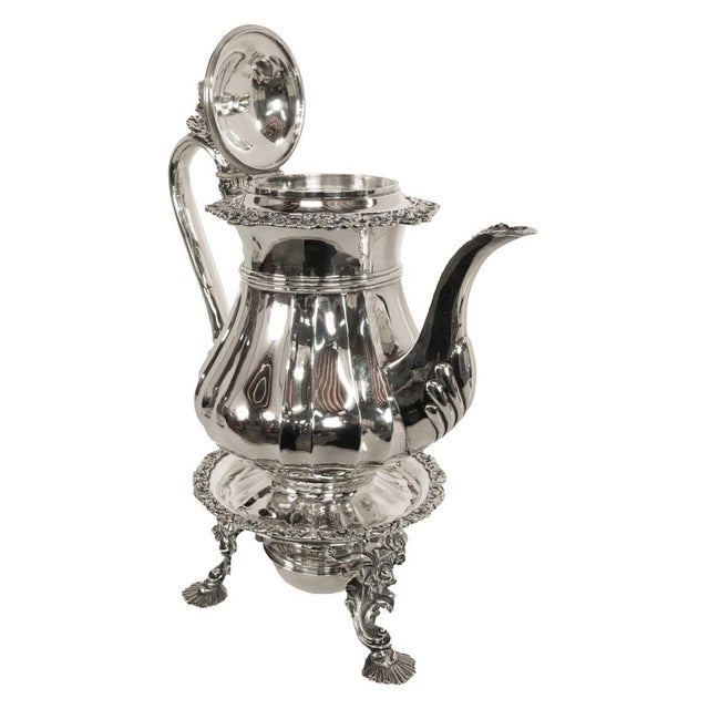 Antique Georgian Sterling Silver Coffee Pot Stand Joseph Angell Eley London 1824 For Sale - Image 10 of 18