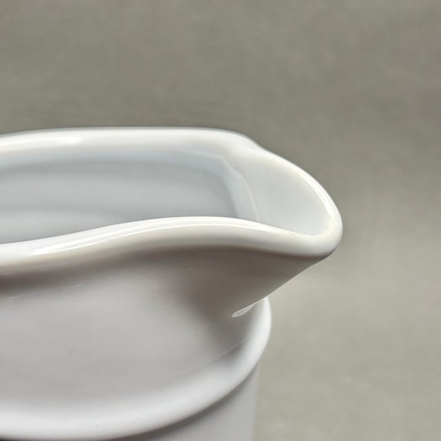 Vintage White Mid-Century Modern Farmhouse Ceramic Pitcher For Sale In New York - Image 6 of 9