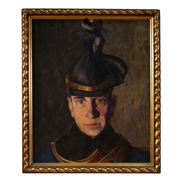Vass E., Portrait of a Soldier, 1915, Oil on Cardboard For Sale