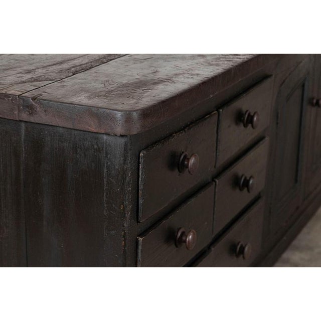 19th Century English Country House Elm and Pine Kitchen Scullery Island, 1850 For Sale - Image 4 of 17
