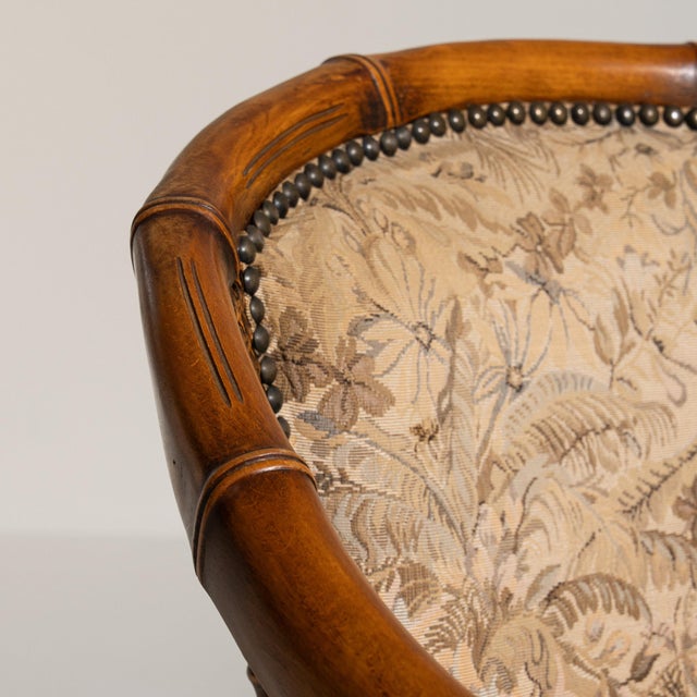 Hollywood Regency Mid 20th Century France Hollywood Regency Brown Wood Armchair For Sale - Image 3 of 11