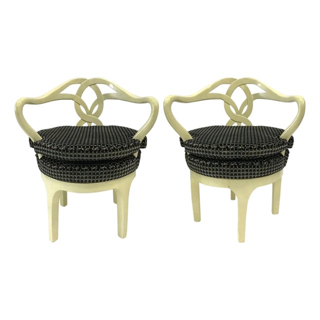 1950s Attributed Grosfeld House Swivel Slipper Chairs - A Pair For Sale